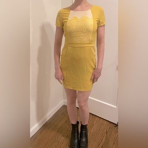 60s Vintage yellow mini dress